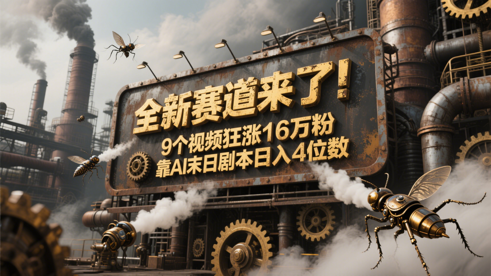 全新赛道来了！9个视频狂涨16万粉，靠AI末日剧本日入4位数，评论区爆肝追更！-蚂蚁汇资源分享项目网