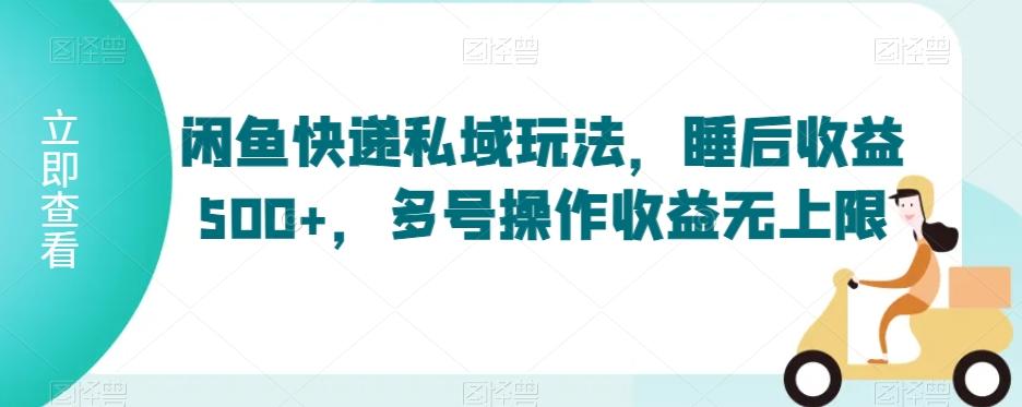 闲鱼快递私域玩法，睡后收益500+，多号操作收益无上限【揭秘】-蚂蚁汇资源分享项目网