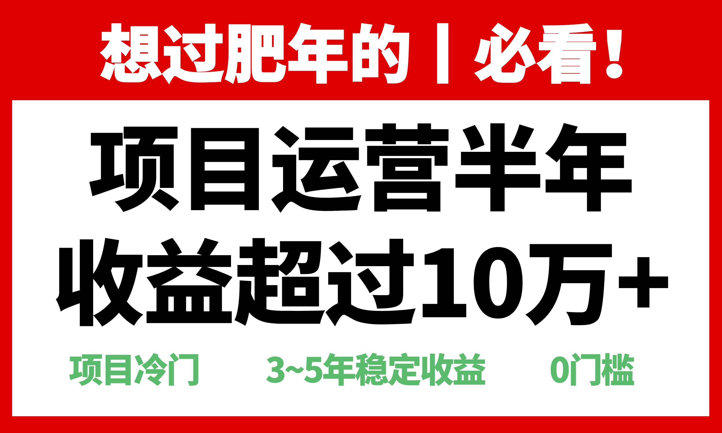 年前过肥年的必看的超冷门项目，半年收益超过10万+，-蚂蚁汇资源分享项目网