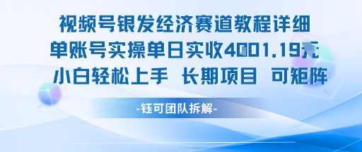 视频号银发经济赛道单账号实操单日实收1k+，小白轻松上手长期项目-蚂蚁汇资源分享项目网