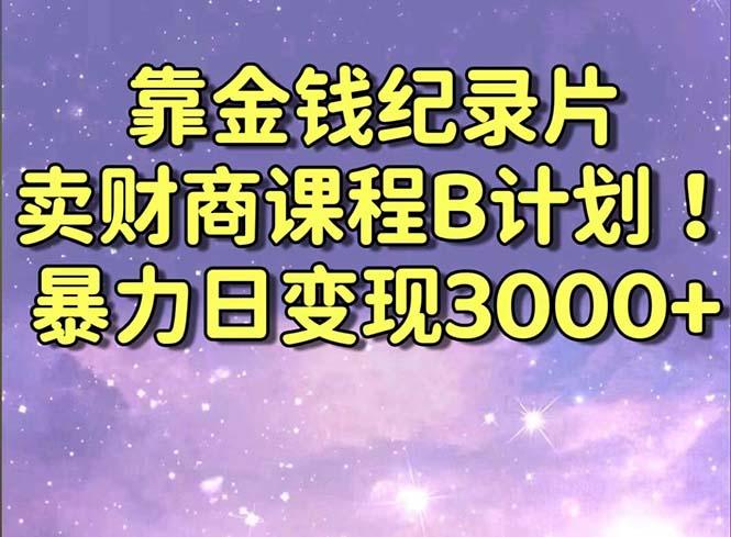靠金钱纪录片卖财商课程B计划！暴力日变现3000+，喂饭式干货教程！-蚂蚁汇资源分享项目网