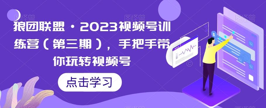 狼团联盟·2023视频号训练营（第三期），手把手带你玩转视频号-蚂蚁汇资源分享项目网