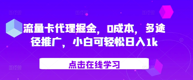 流量卡代理掘金，0成本，多途径推广，小白可轻松日入1k-蚂蚁汇资源分享项目网