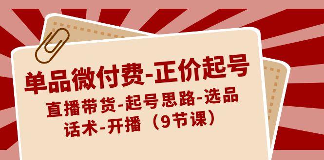 单品微付费正价起号：直播带货-起号思路-选品-话术-开播(9节课)-蚂蚁汇资源分享项目网