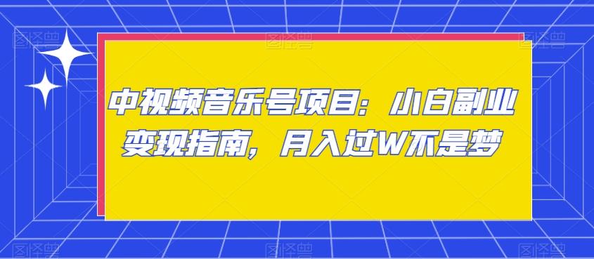 中视频音乐号项目：小白副业变现指南，月入过W不是梦【揭秘】-蚂蚁汇资源分享项目网