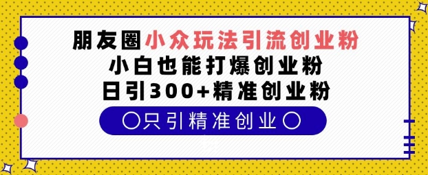 朋友圈小众玩法引流创业粉，小白也能打爆创业粉，日引300+精准创业粉【揭秘】-蚂蚁汇资源分享项目网