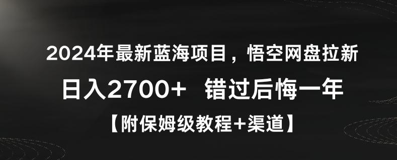 2024年最新蓝海项目，悟空网盘拉新，日入2700+错过后悔一年【附保姆级教程+渠道】【揭秘】-蚂蚁汇资源分享项目网