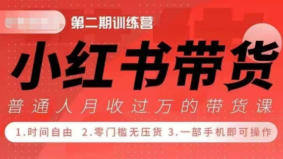 小Red书带货42天训练营 2.0版，宝妈+自由职+上班族+大学生，提高副业收入的大红利项目-蚂蚁汇资源分享项目网