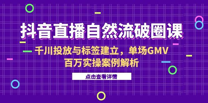 抖音直播自然流破圈课-6月，千川投放与标签建立，单场GMV百万实操案例解析-蚂蚁汇资源分享项目网