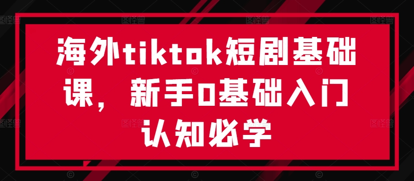 海外tiktok短剧基础课，新手0基础入门认知必学-蚂蚁汇资源分享项目网