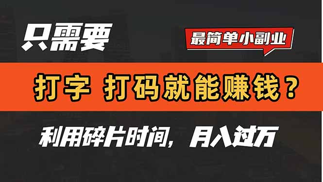 只需要打字，打码，就能赚钱？简单的赚钱小副业，利用碎片时间，月入过万-蚂蚁汇资源分享项目网