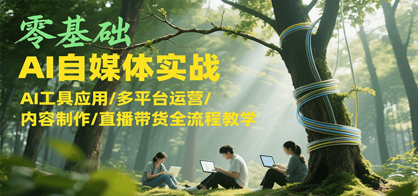 零基础AI自媒体实战，AI工具应用/多平台运营/内容制作/直播带货全流程教学-蚂蚁汇资源分享项目网