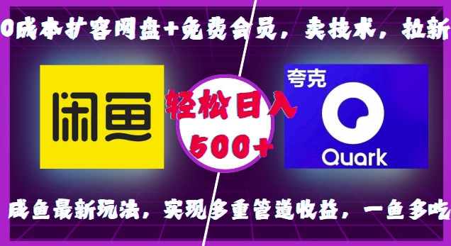 0成本扩容网盘+免费会员，卖技术，拉新，咸鱼最新玩法，实现多重管道收益，一鱼多吃，轻松日入500+-蚂蚁汇资源分享项目网
