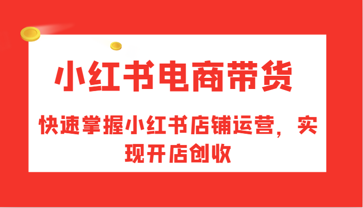 小红书电商带货，快速掌握小红书店铺运营，实现开店创收-蚂蚁汇资源分享项目网