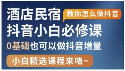 抖音本地生活酒店民宿运营，0基础也可以做抖音增量-蚂蚁汇资源分享项目网