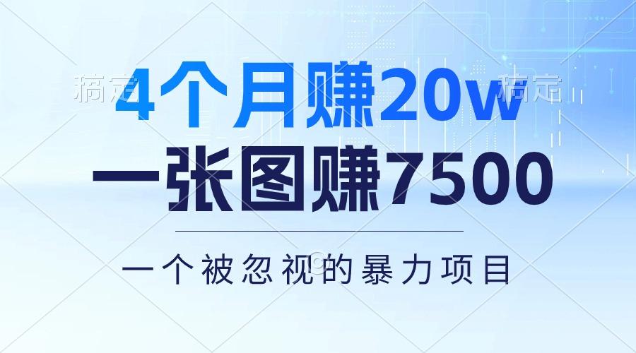 4个月赚20万！一张图赚7500！多种变现方式，一个被忽视的暴力项目-蚂蚁汇资源分享项目网