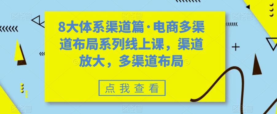 8大体系渠道篇·电商多渠道布局系列线上课，渠道放大，多渠道布局-蚂蚁汇资源分享项目网