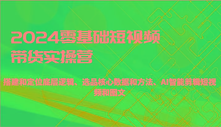 2024零基础短视频带货实操营-搭建和定位底层逻辑、选品核心数据和方法、AI智能剪辑-蚂蚁汇资源分享项目网
