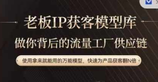 老板IP流量供应链，动作越少，账号越好，使用拿来就能用的万能模型，快速为产品获客翻N倍-蚂蚁汇资源分享项目网