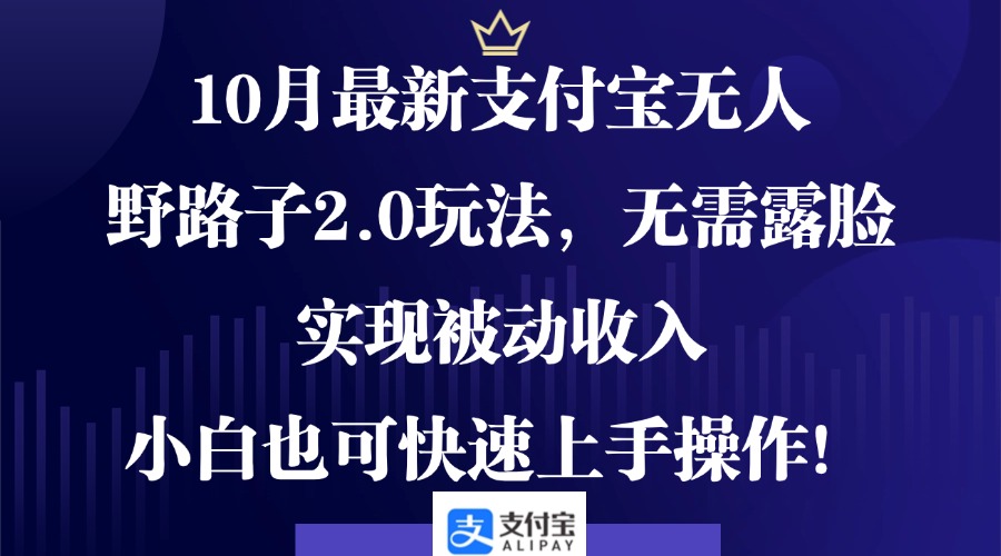 10月最新支付宝无人野路子2.0玩法，无需露脸，实现被动收入，小白也可...-蚂蚁汇资源分享项目网