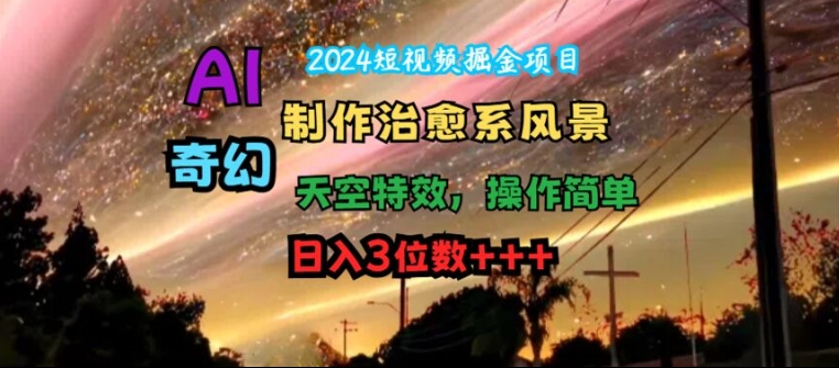 2024短视频掘金项目，AI制作治愈系风景，奇幻天空特效，操作简单，日入3位数【揭秘】-蚂蚁汇资源分享项目网