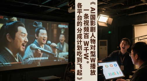 AI三国影视剧人物对口型唱歌玩法，一条视频百W千W播放，各平台的分成计划吃到飞起-蚂蚁汇资源分享项目网