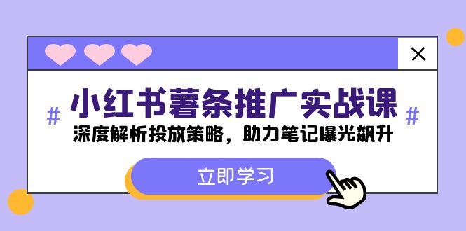 小红书-薯条推广实战课：深度解析投放策略，助力笔记曝光飙升-蚂蚁汇资源分享项目网
