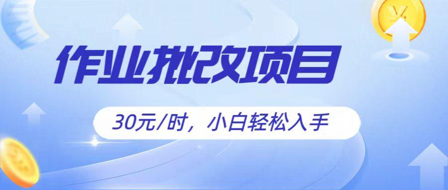 作业批改项目30元/时，简单小白轻松入手，非常适合兼职-蚂蚁汇资源分享项目网