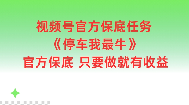 视频号官方保底任务，停车我最牛，官方保底只要做就有收益【揭秘】-蚂蚁汇资源分享项目网