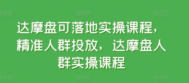 达摩盘可落地实操课程，精准人群投放，达摩盘人群实操课程-蚂蚁汇资源分享项目网
