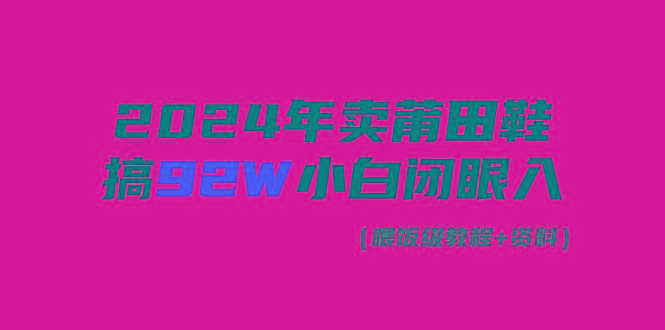 (9329期)2024年卖莆田鞋，搞了92W，小白闭眼操作！-蚂蚁汇资源分享项目网