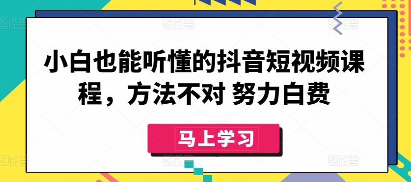 小白也能听懂的抖音短视频课程，方法不对 努力白费-蚂蚁汇资源分享项目网