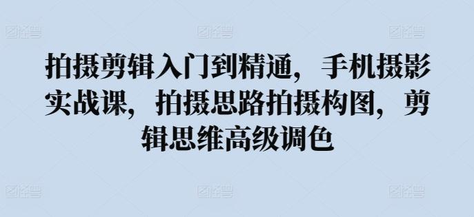 拍摄剪辑入门到精通，​手机摄影实战课，拍摄思路拍摄构图，剪辑思维高级调色-蚂蚁汇资源分享项目网