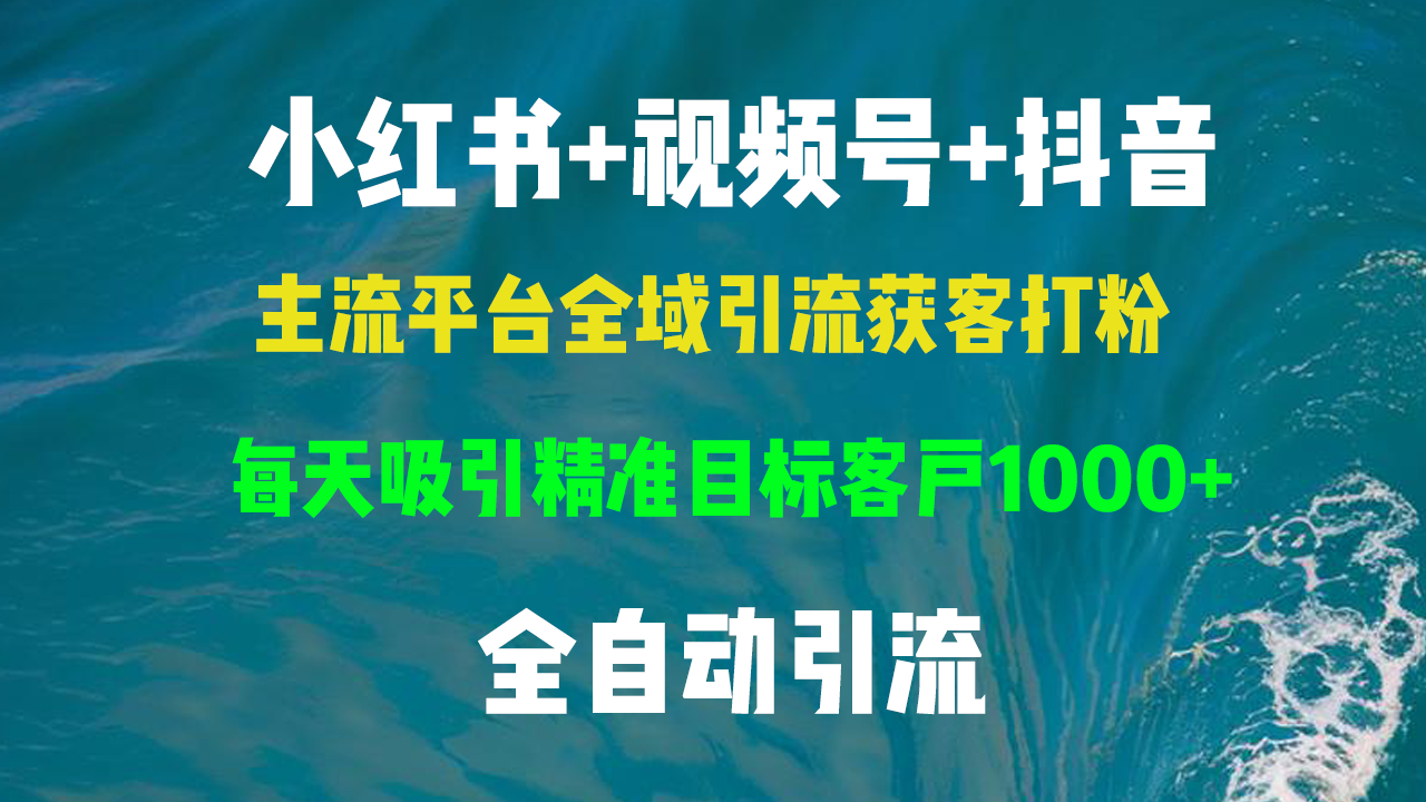 小红书，视频号，抖音主流平台全域引流获客打粉，每天吸引精准目标客户…-蚂蚁汇资源分享项目网