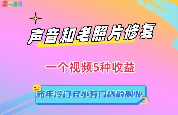 声音和老照片修复，一个视频5种收益，新年冷门且小有门槛的副业【揭秘】-蚂蚁汇资源分享项目网