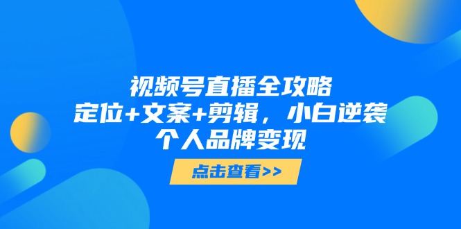 视频号直播全攻略，定位+文案+剪辑，小白逆袭个人品牌变现-蚂蚁汇资源分享项目网