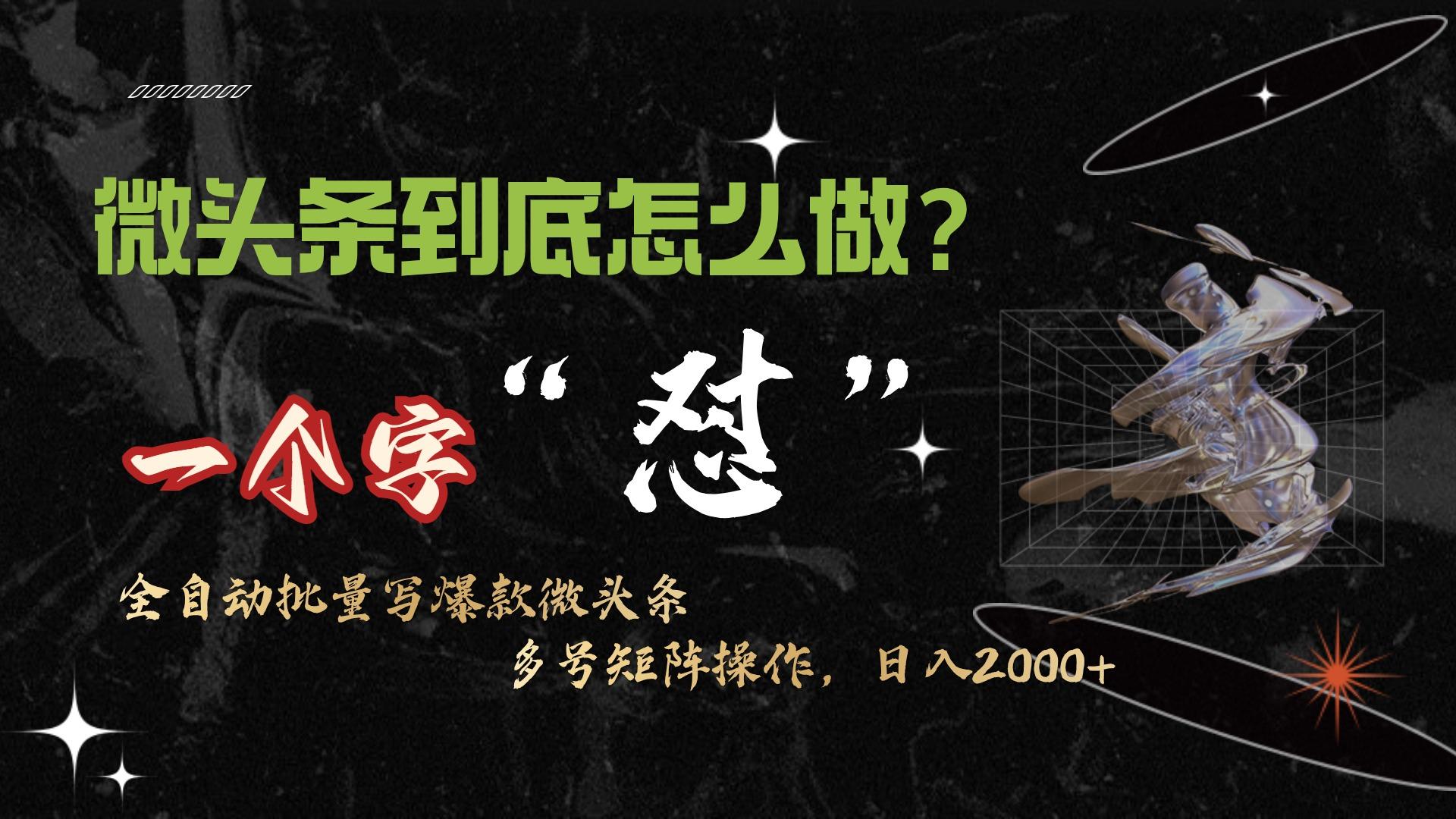 (9809期)微头条最新最强连怼操作，10分钟50条，真正解放双手，月入1w+-蚂蚁汇资源分享项目网