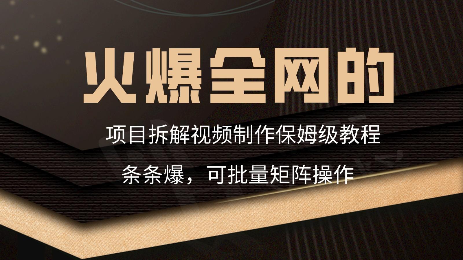 火爆全网的项目拆解类视频如何制作，条条爆，保姆级教程-蚂蚁汇资源分享项目网
