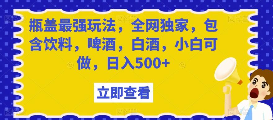 瓶盖最强玩法，全网独家，包含饮料，啤酒，白酒，小白可做，日入500+【揭秘】-蚂蚁汇资源分享项目网