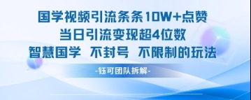 国学视频引流条条10W+点赞当日引流变现超4位数-蚂蚁汇资源分享项目网