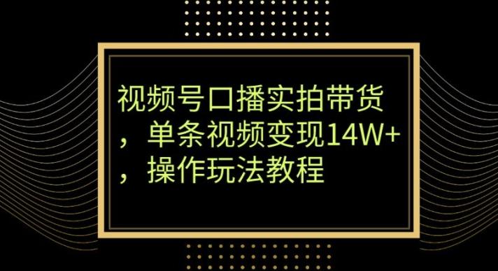 视频号口播实拍带货，单条视频变现14W+，操作玩法教程-蚂蚁汇资源分享项目网