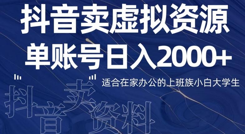 最新抖音卖虚拟资源部，单账户日入2000+适合在家办公-蚂蚁汇资源分享项目网