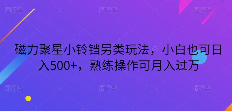 磁力聚星小铃铛另类玩法，小白也可日入500+，熟练操作可月入过万-蚂蚁汇资源分享项目网