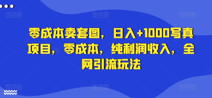 零成本卖套图，日入+1000写真项目，零成本，纯利润收入，全网引流玩法-蚂蚁汇资源分享项目网