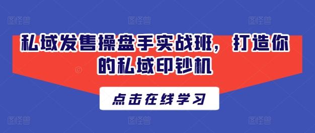 私域发售操盘手实战班，打造你的私域印钞机-蚂蚁汇资源分享项目网