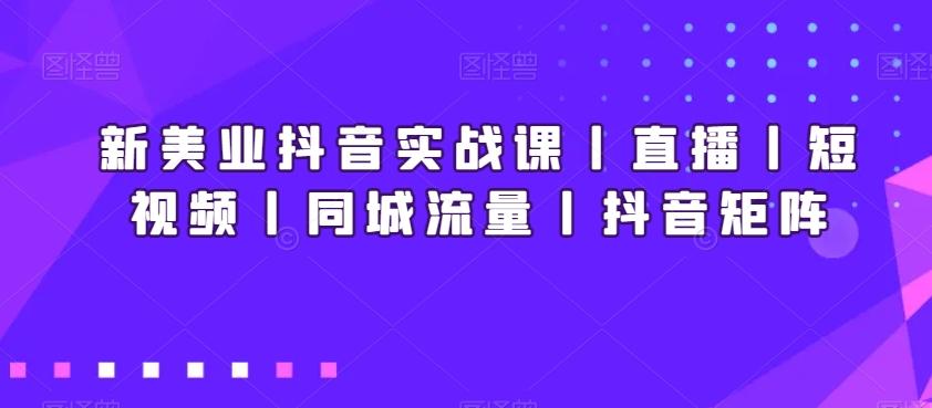 新美业抖音实战课丨直播丨短视频丨同城流量丨抖音矩阵-蚂蚁汇资源分享项目网
