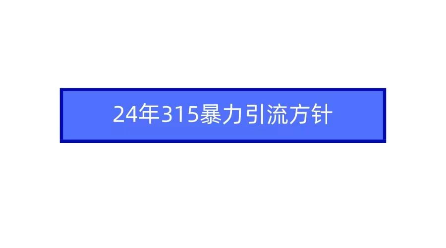 (9398期)2024年315暴力引流方针-蚂蚁汇资源分享项目网