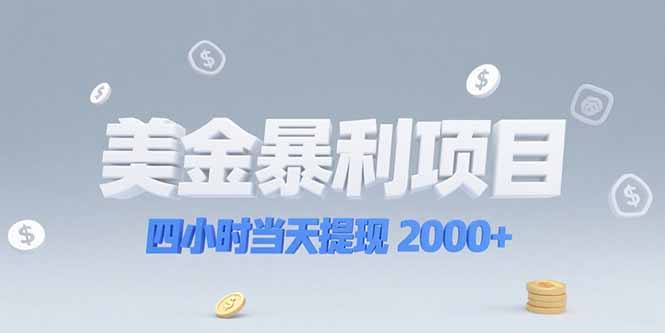 美金暴利项目，四小时当天提现 2000+机会留给会选赛道的人-蚂蚁汇资源分享项目网