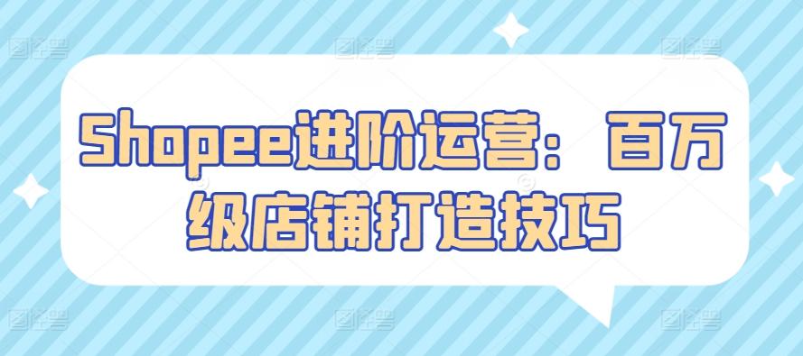 Shopee进阶运营：百万级店铺打造技巧-蚂蚁汇资源分享项目网