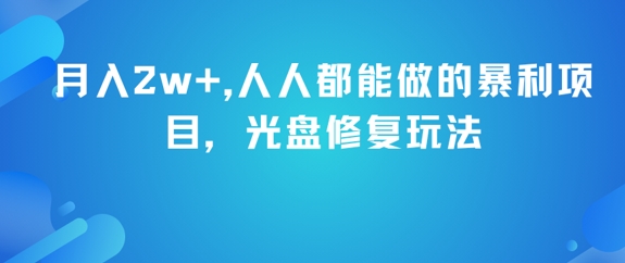 月入2w+，人人都能做的暴利项目，光盘修复玩法-蚂蚁汇资源分享项目网